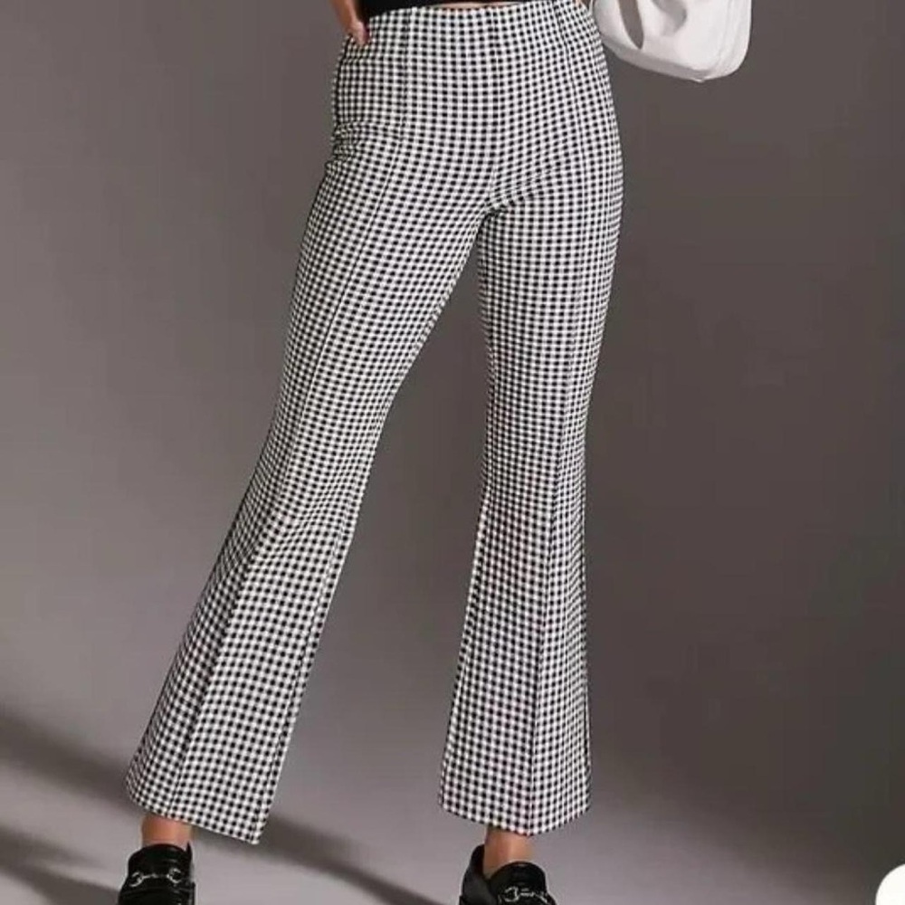 Anthropologie Black and White Flare Pants